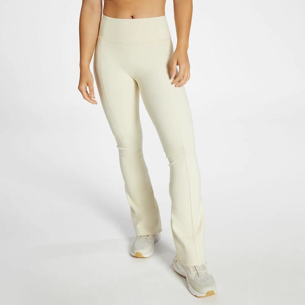 CALIA Cream Neutral Women's Sculpt Flare Zipper Leg High Rise Athleisure Pants